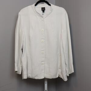 Y2K Eileen Fisher Linen Cotton Waffle Blazer Relaxed Fit Size XL